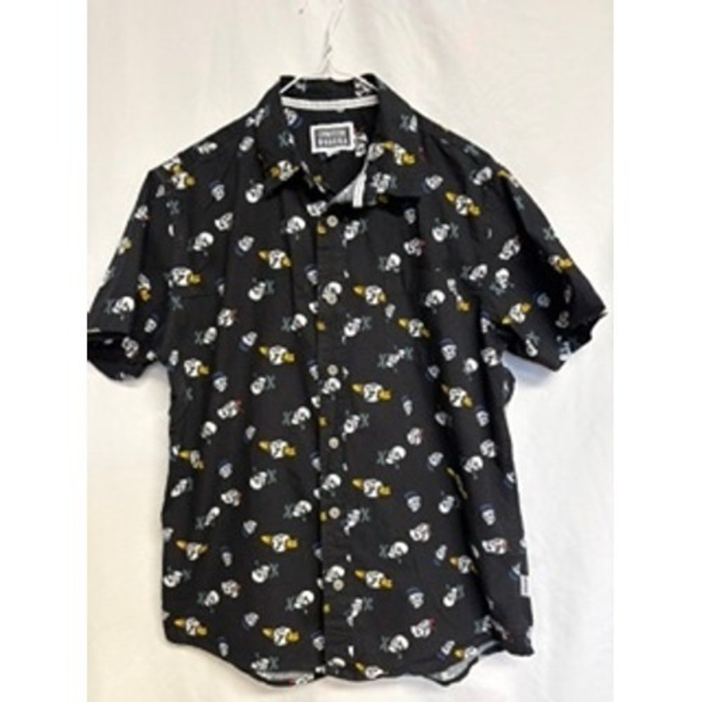 Cornerstore Bodega Mens Black Skull Graphic Button Down Shirt Size Medium Grunge